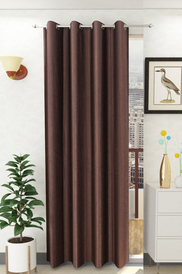 Panipat Textile Hub 213 cm (7 ft) Polyester Semi Transparent Door Curtain Single Curtain(Solid, Brown)