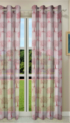 Home Sizzler 153 cm (5 ft) Polyester Transparent Window Curtain Single Curtain(Printed, Red)