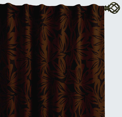 Vargottam 243 cm (8 ft) Long Door Cotton Semi Transparent Curtain (Pack Of 2)(Brown, Printed)