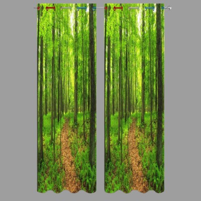 Fashion Point 274 cm (9 ft) Polyester Room Darkening Long Door Curtain (Pack Of 2)(Floral, Green)