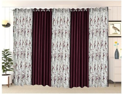 Benchmark 274.32 cm (9 ft) Polyester Room Darkening Long Door Curtain (Pack Of 5)(Solid, Wine)