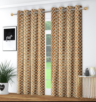 Impression Hut 152 cm (5 ft) Polyester Room Darkening Window Curtain (Pack Of 2)(Printed, Orange)