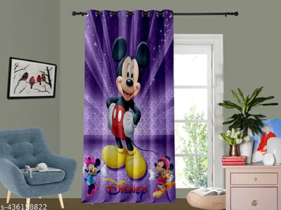 Tample Fab 214 cm (7 ft) Door Polyester Room Darkening Curtain Single Curtain(Purple, Cartoon)