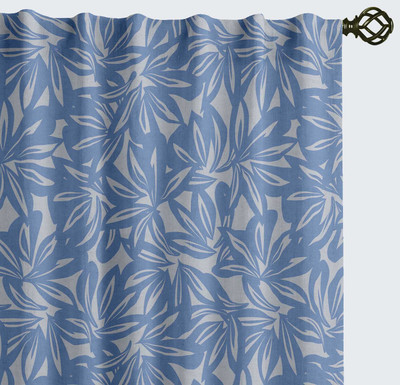 Vargottam 213 cm (7 ft) Door Cotton Semi Transparent Curtain (Pack Of 2)(Dusty Blue, Printed)