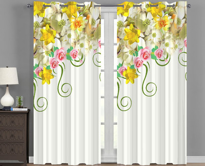 Fashion Point 214 cm (7 ft) Door Polyester Room Darkening Curtain Single Curtain(Pink, Floral)