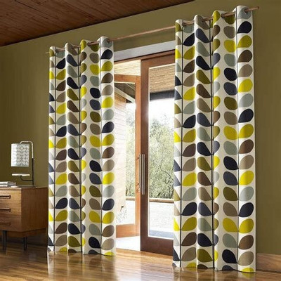 Vmv Décor 274 cm (9 ft) Long Door Polyester Room Darkening Curtain Single Curtain(Yellow, Floral)