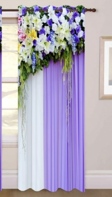 SJV 154 cm (5 ft) Polyester Room Darkening Window Curtain Single Curtain(Floral, Purple)