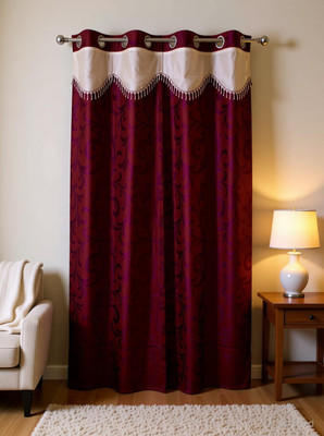 Tidy 210 cm (7 ft) Door Polyester Curtain Single Curtain(Purple, Maroon, Floral)