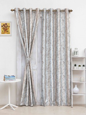 Ariana 218 cm (7 ft) Polyester Semi Transparent Door Curtain Single Curtain(Floral, Grey)