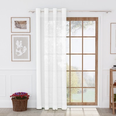 Story@home 275 cm (9 ft) Polyester Semi Transparent Long Door Curtain Single Curtain(Solid, Off White)