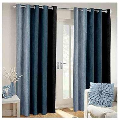 Radha Enterprises 213 cm (7 ft) Blends Room Darkening Door Curtain (Pack Of 2)(Solid, Grey)