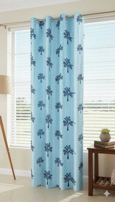 TWOLOVER 213 cm (7 ft) Long Door Cotton Room Darkening Curtain Single Curtain(Blue, Cartoon)