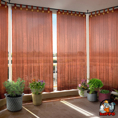Hippo 243 cm (8 ft) Door Blends Semi Transparent Curtain (Pack Of 2)(Brown, Plain)