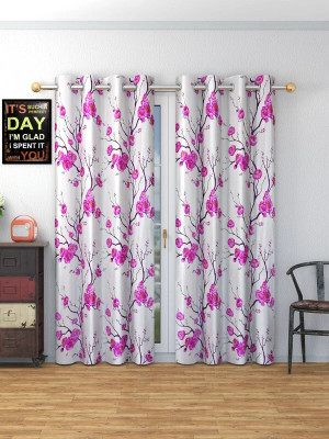 DAKSH 274 cm (9 ft) Long Door Polyester Room Darkening Curtain (Pack Of 2)(Pink, Printed)