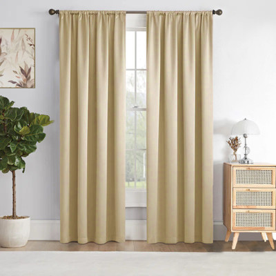 HOMEMONDE 274.32 cm (9 ft) Long Door Polyester Blackout Curtain (Pack Of 2)(Vibrant Beige, Solid)