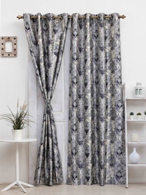Ariana 152 cm (5 ft) Polyester Semi Transparent Window Curtain Single Curtain(Floral, Grey)