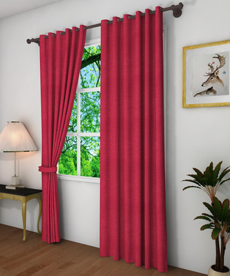 PINK PARROT 219 cm (7 ft) Door Polyester Semi Transparent Curtain (Pack Of 2)(Maroon, Solid)