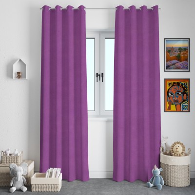 The Household 214 cm (7 ft) Satin Blackout Door Curtain (Pack Of 2)(Solid, Wine)
