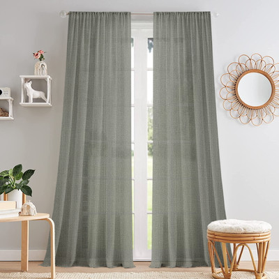 Cortina 210 cm (7 ft) Door Polyester Semi Transparent Curtain (Pack Of 2)(Beige, Solid)