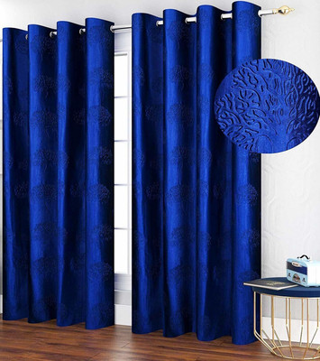 Fresh from Loom 213 cm (7 ft) Door Polyester Semi Transparent Curtain (Pack Of 2)(Blue, Abstract)