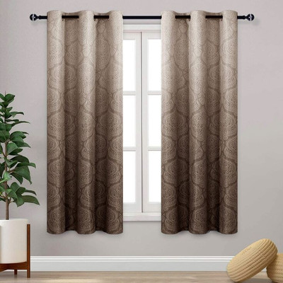 KANHA HOME DECOR 154 cm (5 ft) Window Polyester Room Darkening Curtain Single Curtain(Brown, Self Design)