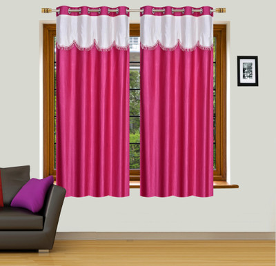 Stella Creations 152 cm (5 ft) Window Polyester Semi Transparent Curtain (Pack Of 2)(Pink, Plain)