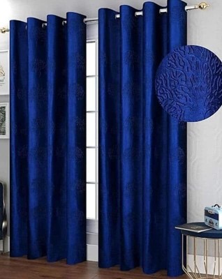 La.Kourtina 152.4 cm (5 ft) Polyester Room Darkening Long Door Curtain (Pack Of 2)(Solid, Blue)