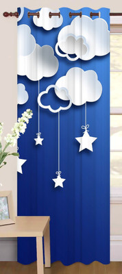 OHD 274 cm (9 ft) Long Door Polyester Room Darkening Curtain Single Curtain(White, Floral)