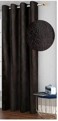 kanhomz 213.36 cm (7 ft) Polyester Room Darkening Door Curtain Single Curtain(Floral, COFFEE)