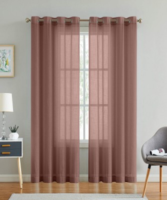 Dashing Fabrics 213.36 cm (7 ft) Cotton Semi Transparent Door Curtain (Pack Of 2)(Plain, light brown)