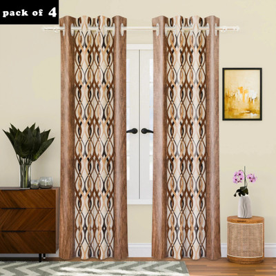KUBER INDUSTRIES 220 cm (7 ft) Door Polyester Semi Transparent Curtain (Pack Of 4)(Brown, Beige, Self Design)