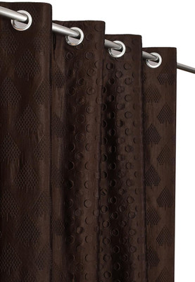 VIRIDIAN DECOR 213 cm (7 ft) Velvet Room Darkening Door Curtain Single Curtain(Solid, Brown)