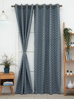 Ariana 152 cm (5 ft) Polyester Semi Transparent Window Curtain Single Curtain(Geometric, Blue)