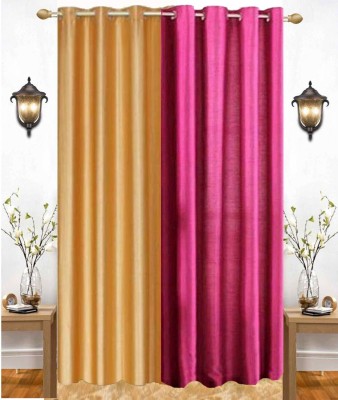 India Furnish 153 cm (5 ft) Polyester Semi Transparent Window Curtain (Pack Of 2)(Plain, Solid, Dark Pink & Gold)