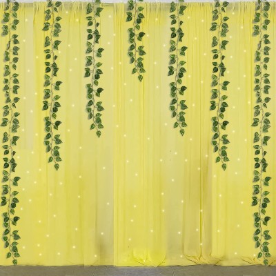 specialyou.in 198.12 cm (7 ft) Net Transparent Long Door Curtain (Pack Of 2)(Solid, Net Backdrop with Green leaves)