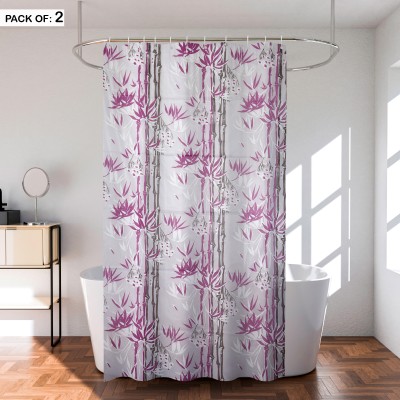 KUBER INDUSTRIES 214 cm (7 ft) PVC Blackout Shower Curtain (Pack Of 2)(Printed, Purple)