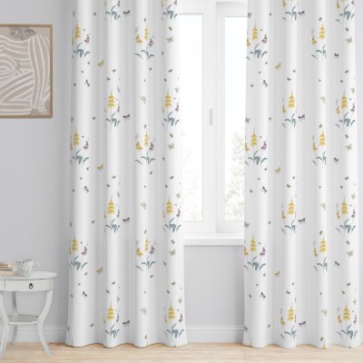 Tranquebar Curtain Co. 213 cm (7 ft) Cotton Room Darkening Door Curtain (Pack Of 2)(Printed, Yellow)