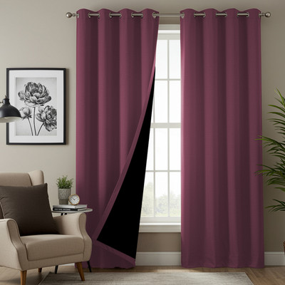 Urban Space 152 cm (5 ft) Window Polyester Blackout Curtain (Pack Of 2)(Mauve, Solid)