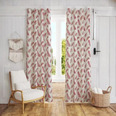 Kingly Home 152 cm (5 ft) Polyester Room Darkening Window Curtain (Pack Of 2)(Printed, Red)