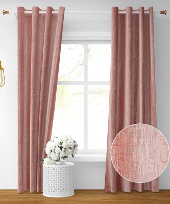 La elite 213 cm (7 ft) Polyester Semi Transparent Door Curtain (Pack Of 2)(Self Design, Pink)