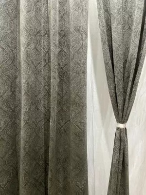 GCPL 152 cm (5 ft) Velvet Room Darkening Window Curtain (Pack Of 2)(Embroidered, Grey)