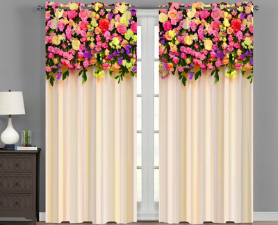 Shivay decor 274 cm (9 ft) Long Door Polyester Room Darkening Curtain Single Curtain(Pink, Floral)
