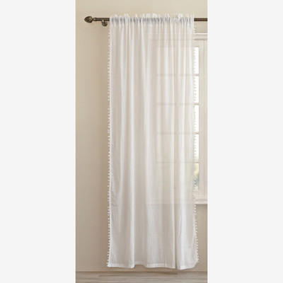 HOMEMONDE 182.88 cm (6 ft) Window Cotton Transparent Curtain Single Curtain(White, Self Design)