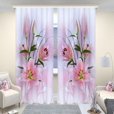 p23 154 cm (5 ft) Polyester Room Darkening Window Curtain (Pack Of 2)(Floral, Light Blue)