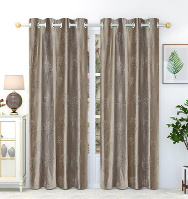 Galaxy Home Decor 153 cm (5 ft) Window Polyester Semi Transparent Curtain (Pack Of 2)(Grey, Self Design)