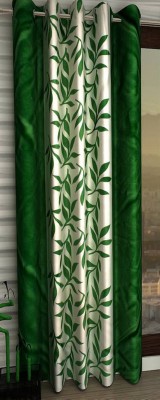 N2C Home 270 cm (9 ft) Polyester Semi Transparent Long Door Curtain Single Curtain(Floral, Green)