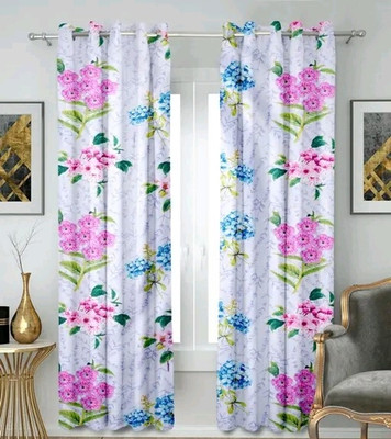 FDV 214 cm (7 ft) Door Polyester Room Darkening Curtain Single Curtain(Pink, Floral)