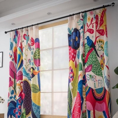 V4S 274 cm (9 ft) Polyester Room Darkening Long Door Curtain (Pack Of 2)(Floral, Multicolor)