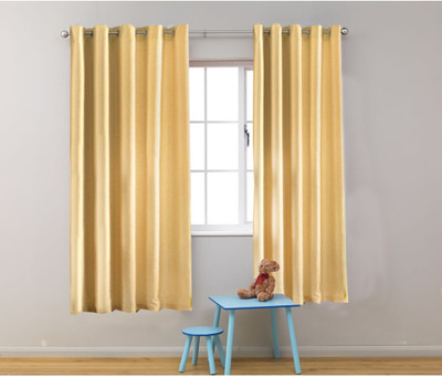 Homefab India 152.5 cm (5 ft) Polyester Semi Transparent Window Curtain (Pack Of 2)(Solid, Beige)