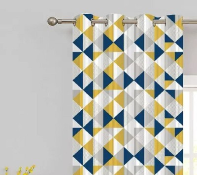 FDV 274 cm (9 ft) Polyester Room Darkening Long Door Curtain (Pack Of 2)(Geometric, Yellow)